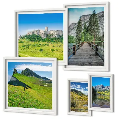 Gallery wall mountain landscapes and waterfalls