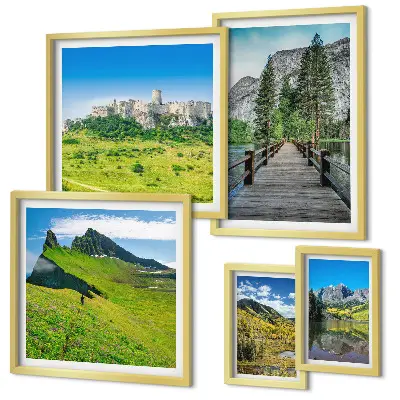 Gallery wall mountain landscapes and waterfalls