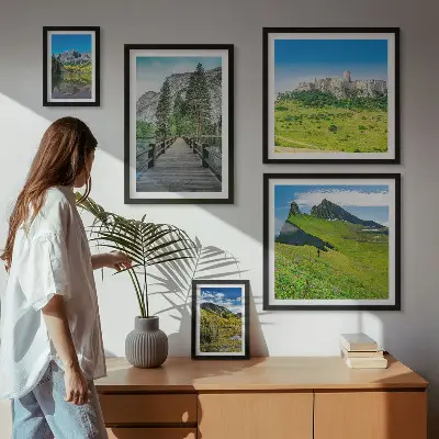 Gallery wall mountain landscapes and waterfalls