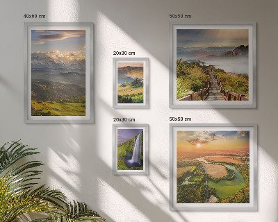 Framed photo set Mountain landscapes waterfalls