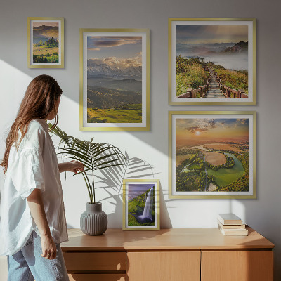 Framed photo set Mountain landscapes waterfalls