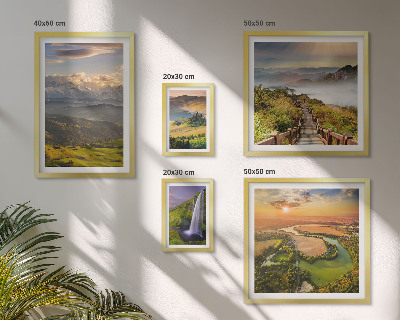 Framed photo set Mountain landscapes waterfalls