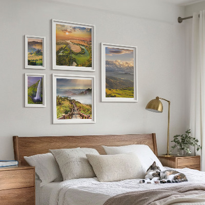Framed photo set Mountain landscapes waterfalls