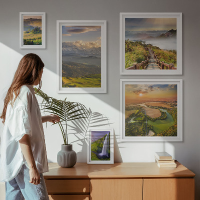 Framed photo set Mountain landscapes waterfalls