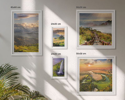 Framed photo set Mountain landscapes waterfalls