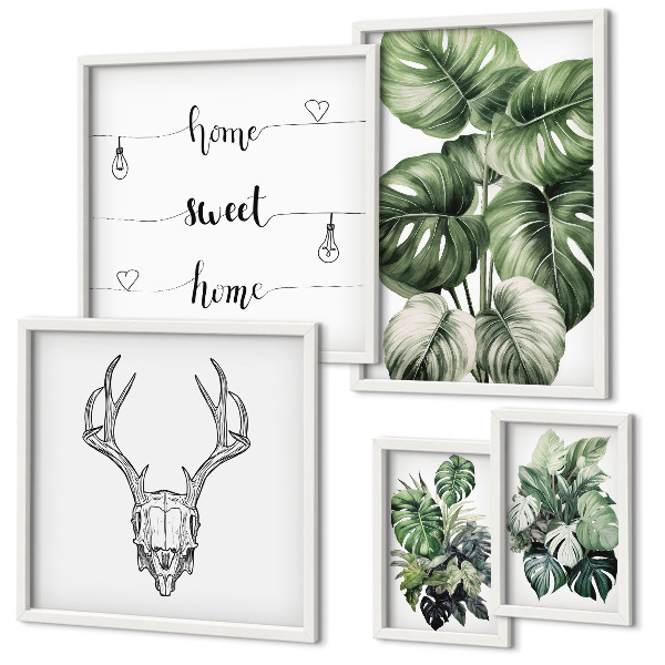 Set of 5 wall art pieces Plant motifs with nature home