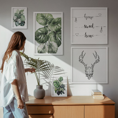 Set of 5 wall art pieces Plant motifs with nature home