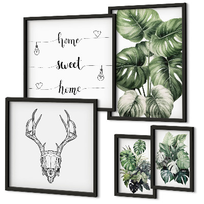 Set of 5 wall art pieces Plant motifs with nature home