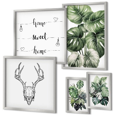Set of 5 wall art pieces Plant motifs with nature home