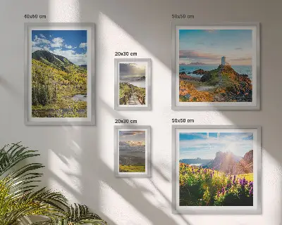 Framed photo set with mountain landscape views