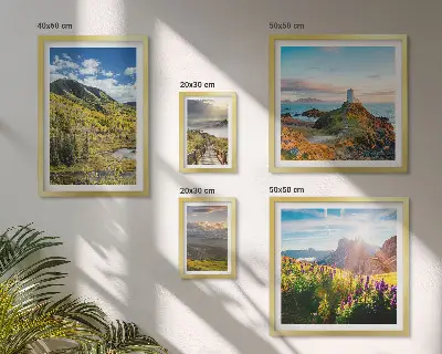 Framed photo set with mountain landscape views
