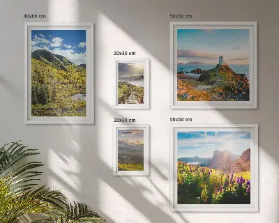 Framed photo set with mountain landscape views