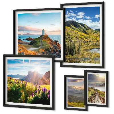 Framed photo set Mountain landscapes nature