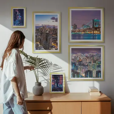 5-Piece Wall Art Set city nightscapes with neon lights