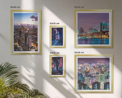 5-Piece Wall Art Set city nightscapes with neon lights