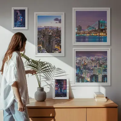 5-Piece Wall Art Set city nightscapes with neon lights