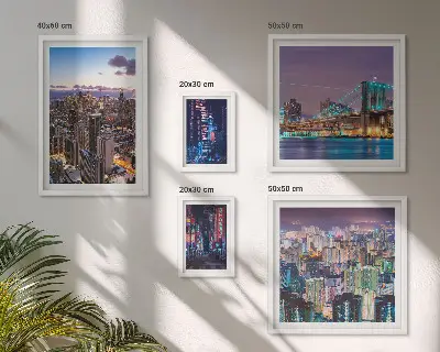 5-Piece Wall Art Set city nightscapes with neon lights