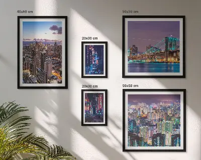 5-Piece Wall Art Set city nightscapes with neon lights