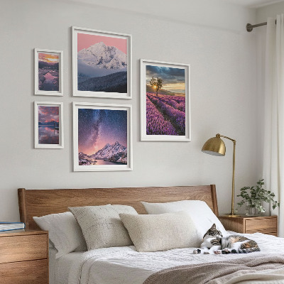 Gallery wall Landscapes of nature lavender mountains