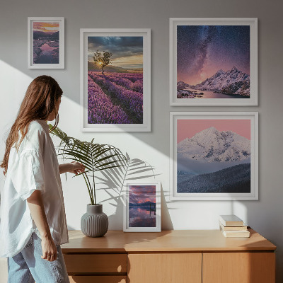 Gallery wall Landscapes of nature lavender mountains
