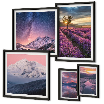 Gallery wall Landscapes of nature lavender mountains