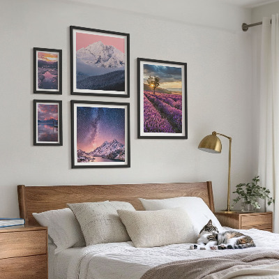 Gallery wall Landscapes of nature lavender mountains