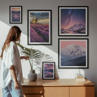 Gallery wall Landscapes of nature lavender mountains