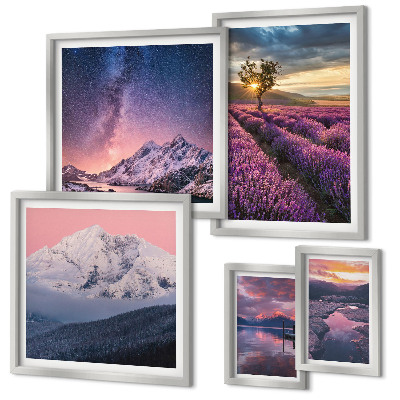 Gallery wall Landscapes of nature lavender mountains