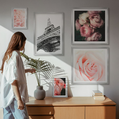 Framed photo set Roses Eiffel Tower Romanticism