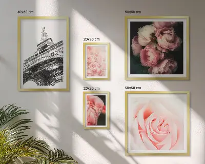Framed photo set romanticized view of the Eiffel Tower with roses