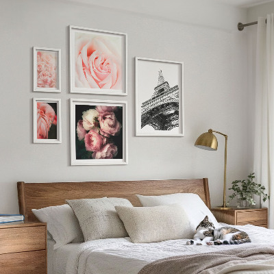 Framed photo set Roses Eiffel Tower Romanticism
