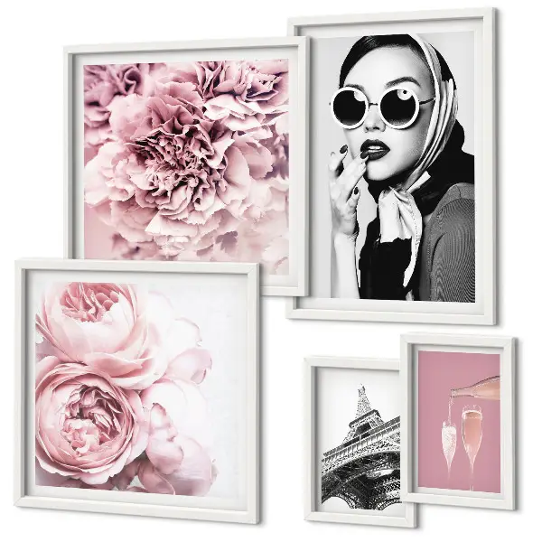 Gallery wall stylish rose flower portraits