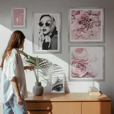 Gallery wall stylish rose flower portraits