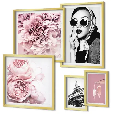 Gallery wall stylish rose flower portraits