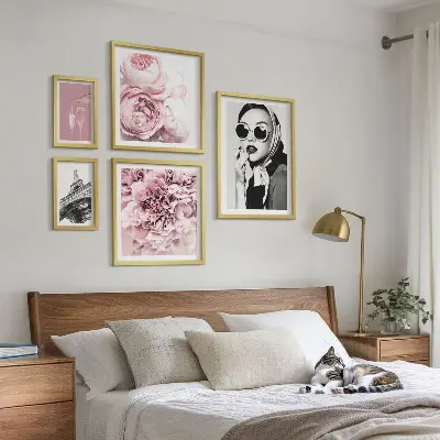 Gallery wall stylish rose flower portraits