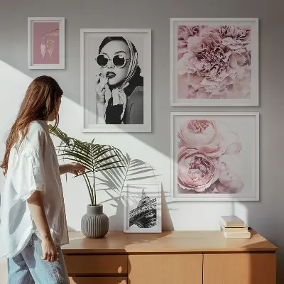 Gallery wall stylish rose flower portraits