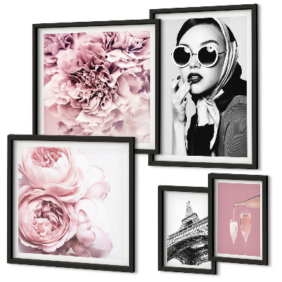 Gallery wall Stylish portraits of rose flowers