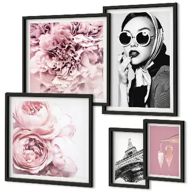 Gallery wall stylish rose flower portraits