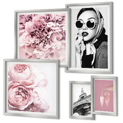 Gallery wall stylish rose flower portraits