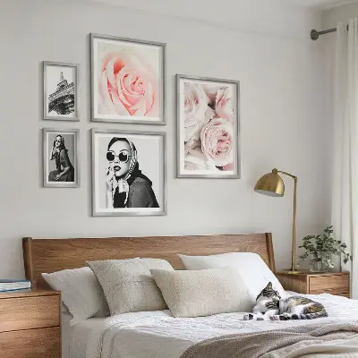 Framed rose portrait photo set stylish elegant floral wall art