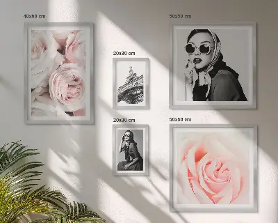 Framed rose portrait photo set stylish elegant floral wall art