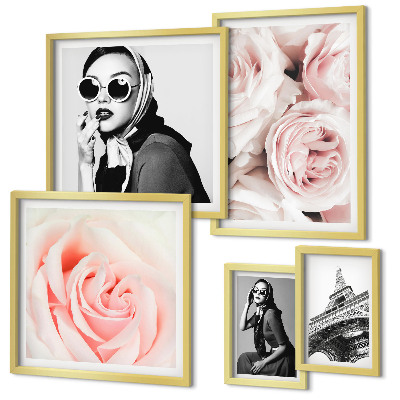 Framed photo set Stylish portraits of roses elegantly