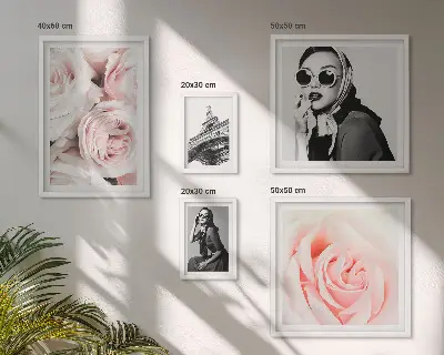 Framed rose portrait photo set stylish elegant floral wall art