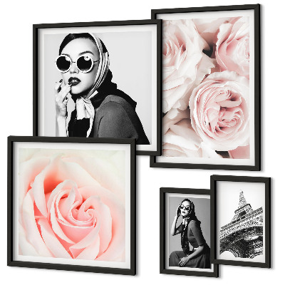 Framed photo set Stylish portraits of roses elegantly