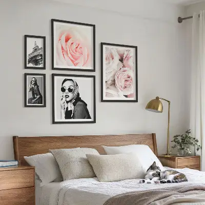 Framed rose portrait photo set stylish elegant floral wall art