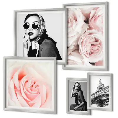 Framed rose portrait photo set stylish elegant floral wall art