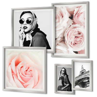 Framed photo set Stylish portraits of roses elegantly