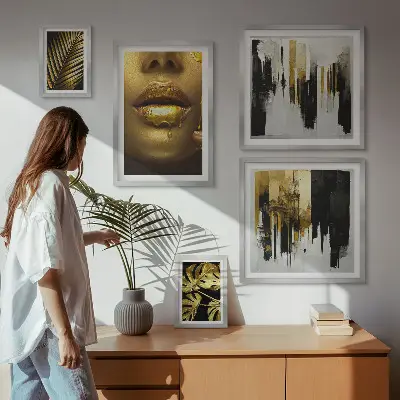 Framed photo set glamour style plants and faces