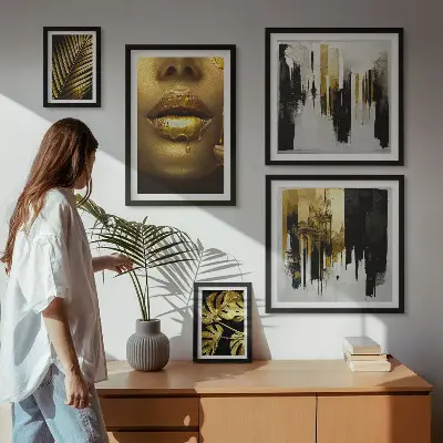 Framed photo set glamour style plants and faces