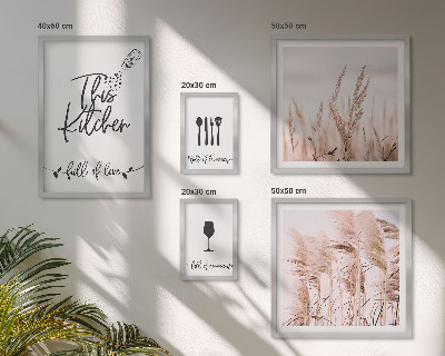 Set of 5 wall art pieces Boho kitchen love cooking